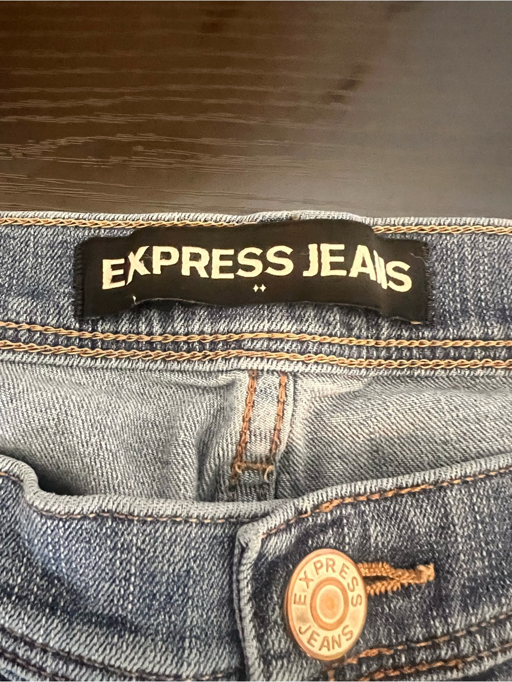 Vintage Express Mid Rise Straight Leg Jeans Blue Wash Y2K Size 10 🐝 - Picture 3 of 6
